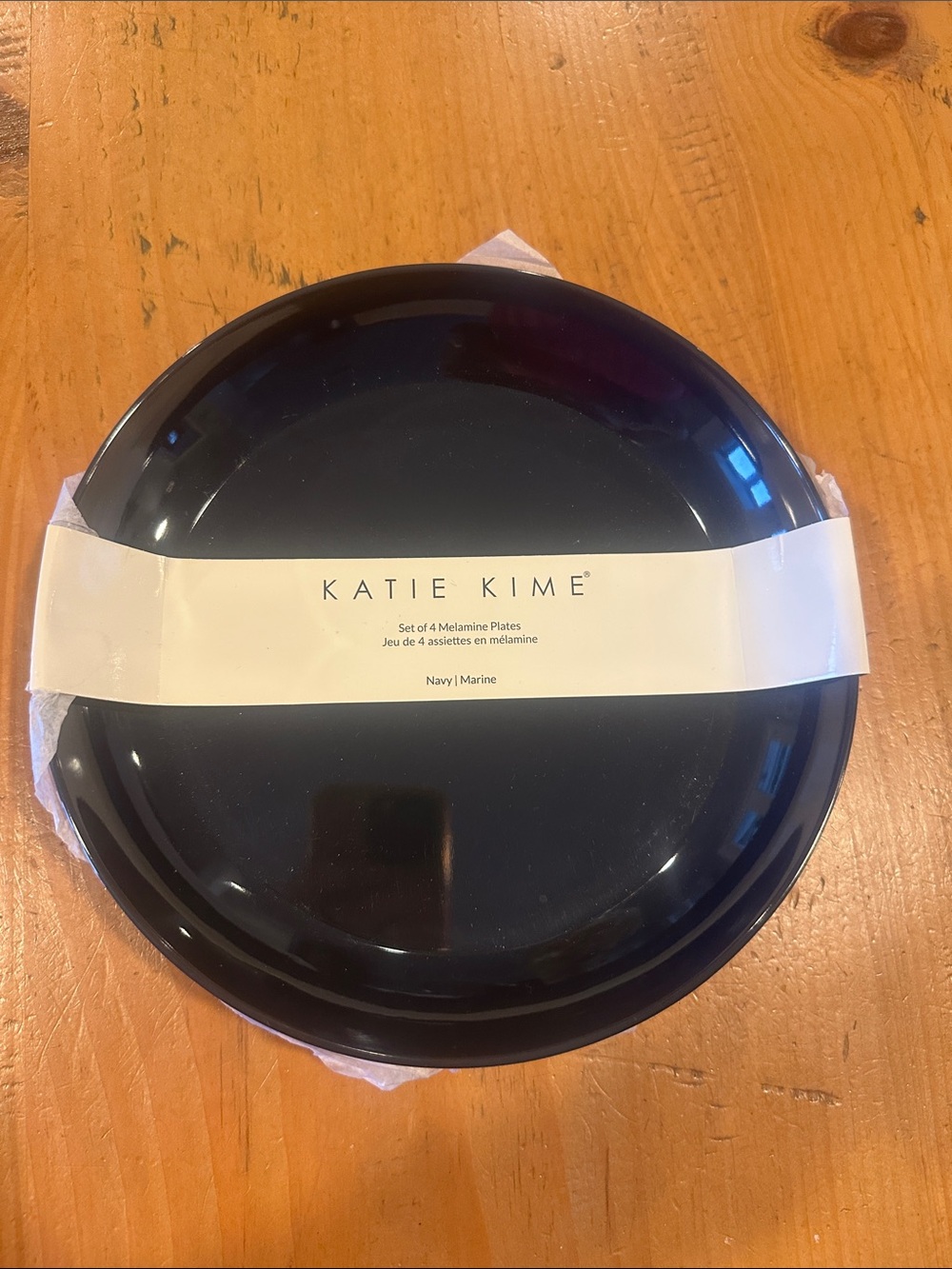 Katie Kime Navy Melamine Dinner Plate - Solid Navy Set Accent